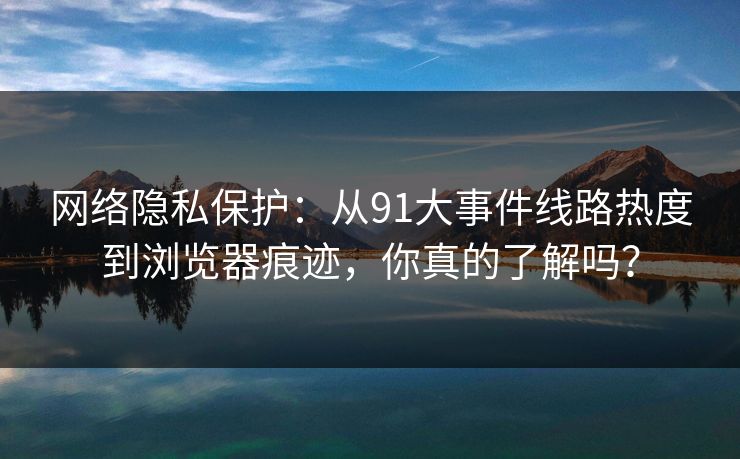 网络隐私保护：从91大事件线路热度到浏览器痕迹，你真的了解吗？