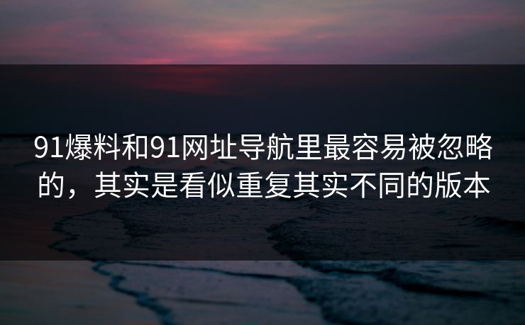 91爆料和91网址导航里最容易被忽略的，其实是看似重复其实不同的版本