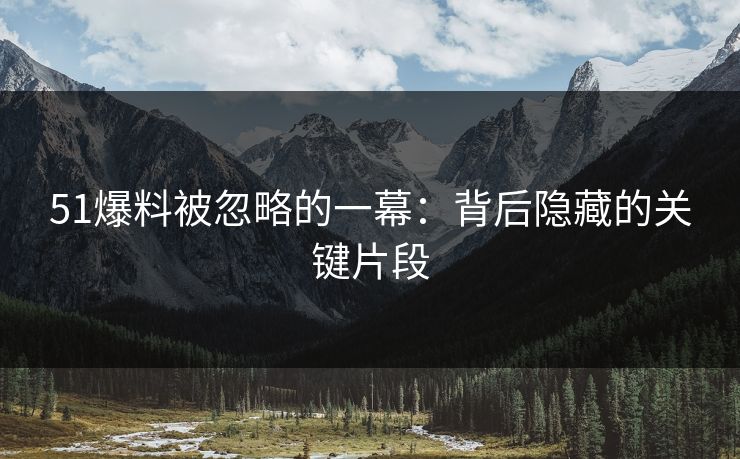51爆料被忽略的一幕：背后隐藏的关键片段