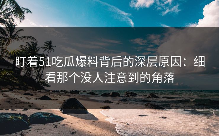 盯着51吃瓜爆料背后的深层原因：细看那个没人注意到的角落