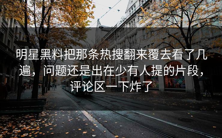 明星黑料把那条热搜翻来覆去看了几遍，问题还是出在少有人提的片段，评论区一下炸了