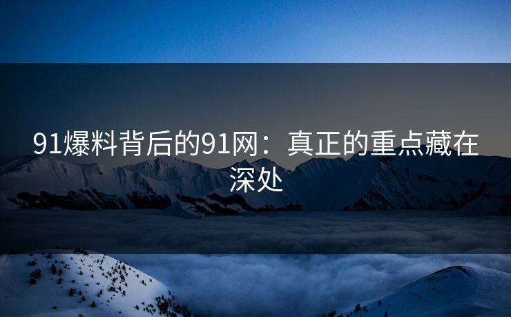 91爆料背后的91网：真正的重点藏在深处