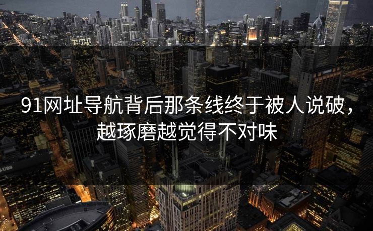 91网址导航背后那条线终于被人说破，越琢磨越觉得不对味