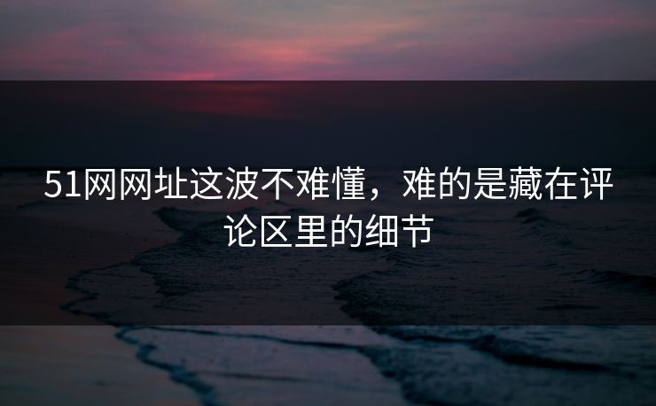 51网网址这波不难懂，难的是藏在评论区里的细节