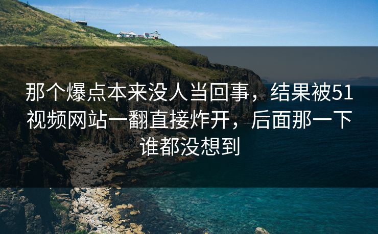 那个爆点本来没人当回事，结果被51视频网站一翻直接炸开，后面那一下谁都没想到