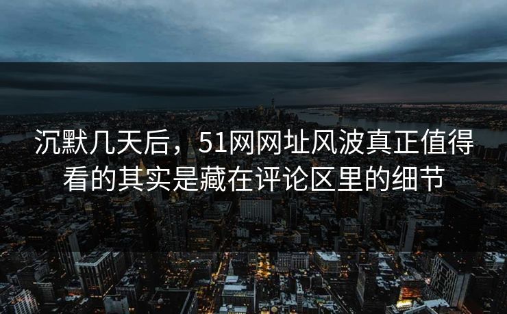 沉默几天后，51网网址风波真正值得看的其实是藏在评论区里的细节